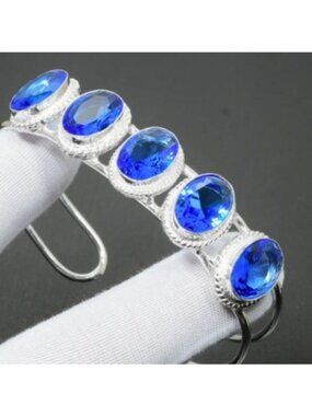 Swiss Blue Topaz + Sterling Silver 925 Cuff Bracelet